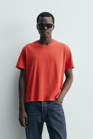 Zara CROPPED FIT T-SHIRT - Red