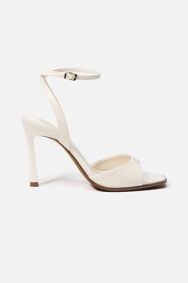 PATENT-FINISH HIGH-HEEL SANDALS - White by Zara