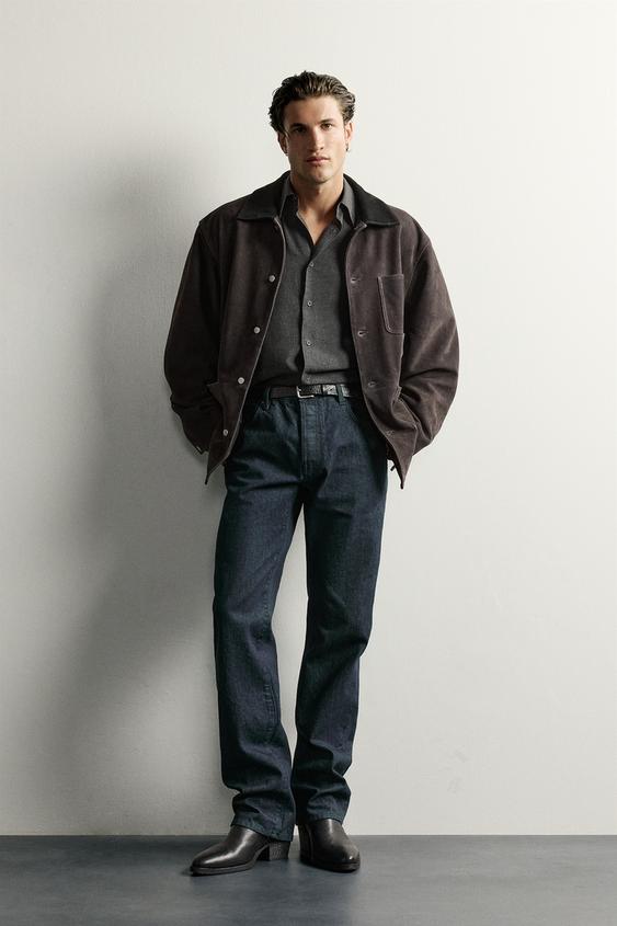 JACKE AUS WILDLEDER-OPTIK MIT USED-EFFEKT - Anthrazit von Zara - Bild 0