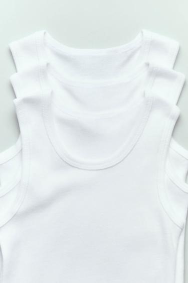 2-6 ANS/ LOT TROIS T-SHIRTS SANS MANCHES BASIQUES - Blanc de Zara