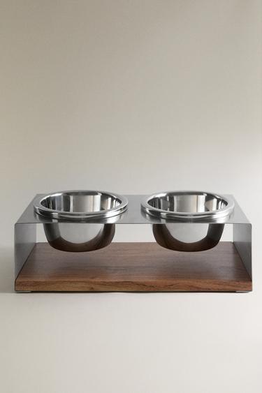 Zara PET BOWL AND STAND SET - Matte silver