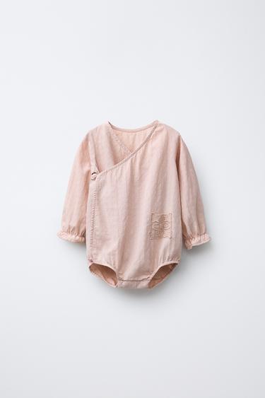 Zara EMBROIDERED LACE ROMPER - Dusty pink