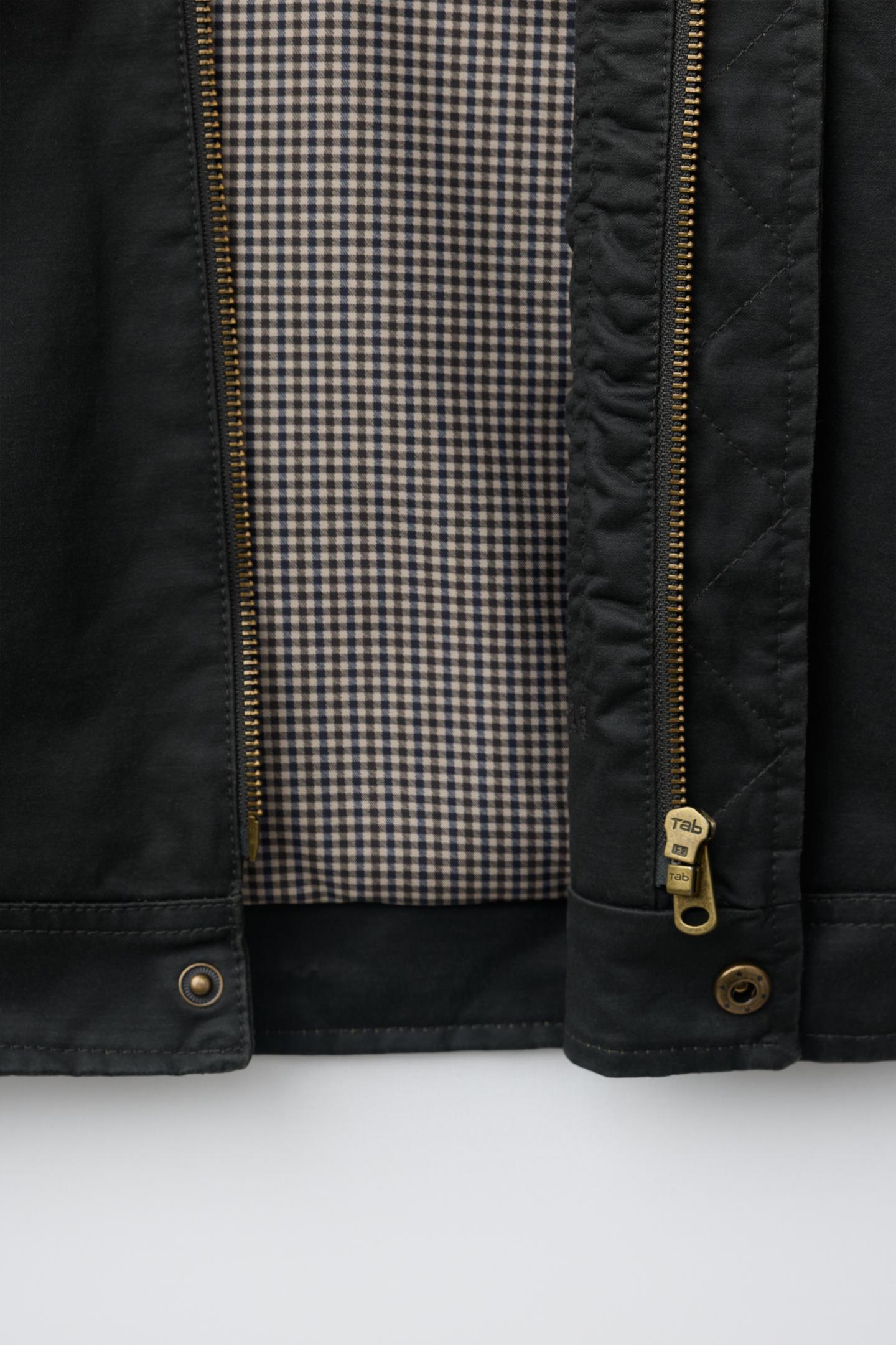 Детская куртка Zara Waxed Jacket with Contrasting Collar, цвет: Хаки — фото 11