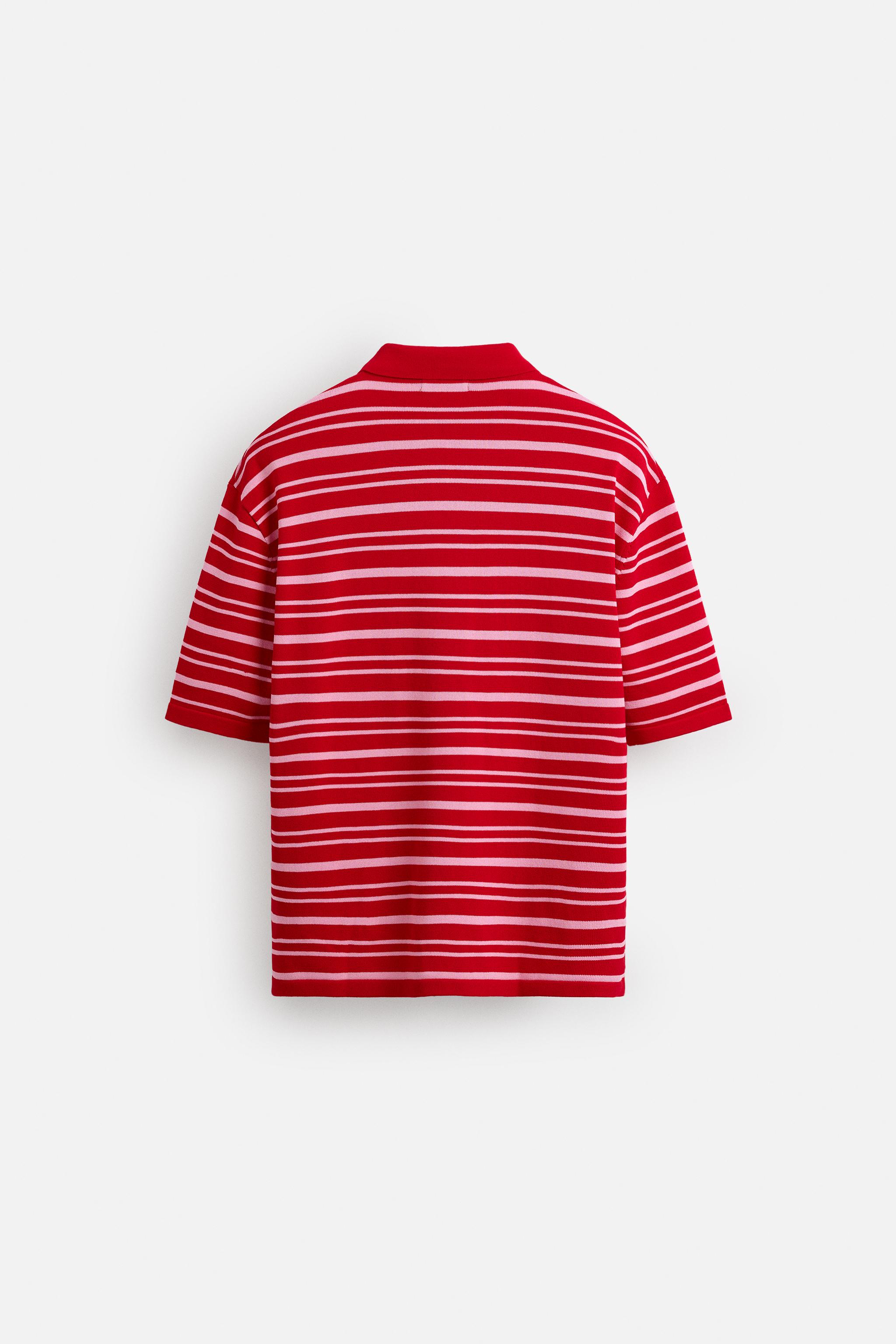 STRIPED JACQUARD KNIT POLO - Red | ZARA United States STRIPED JACQUARD KNIT POLO - Red | ZARA United States