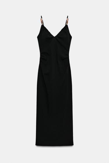 FITTED BEADED MIDI DRESS - Black by Zara - Image 4
