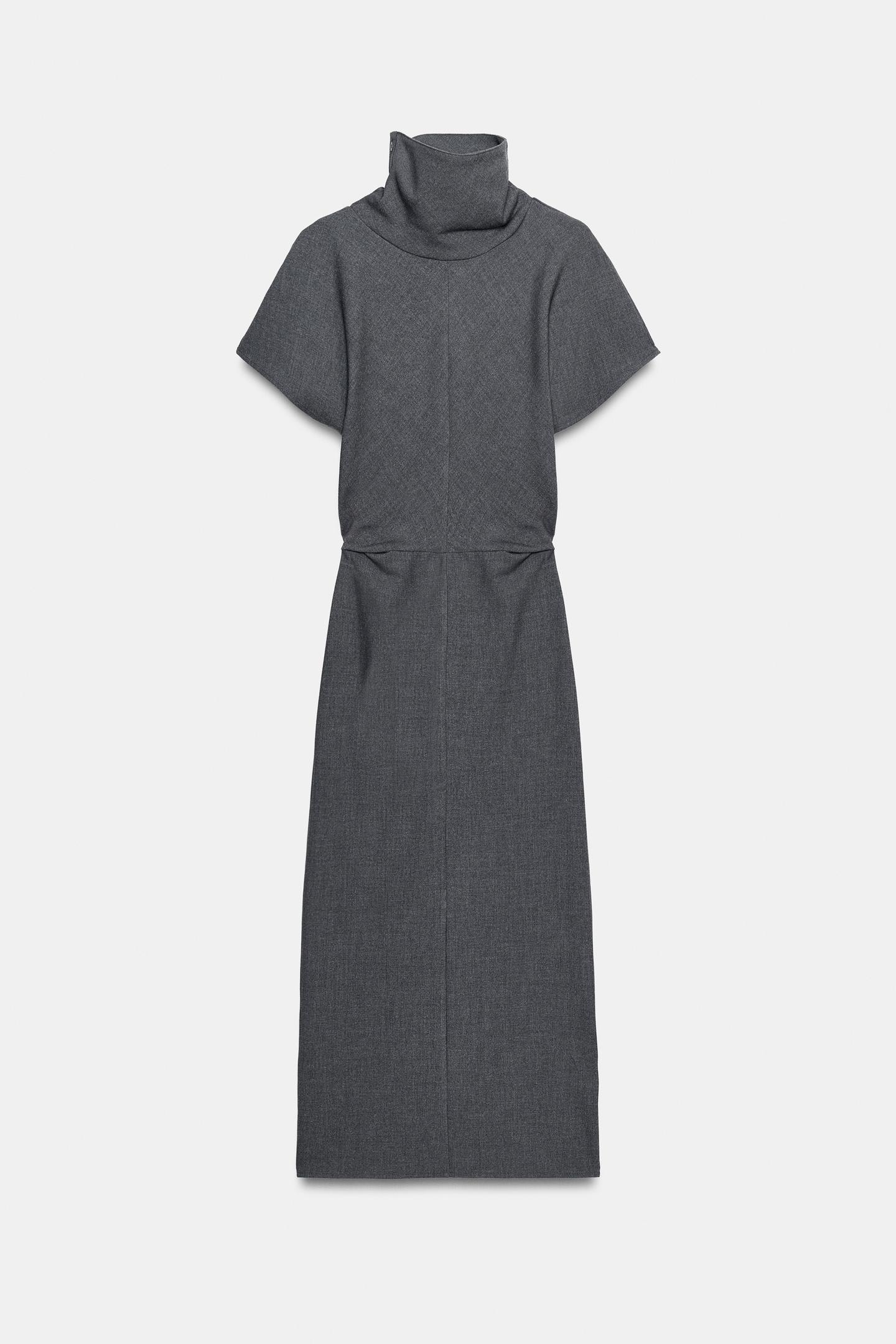 Женское платье Zara High-Neck Maxi, цвет: Серый — фото 9