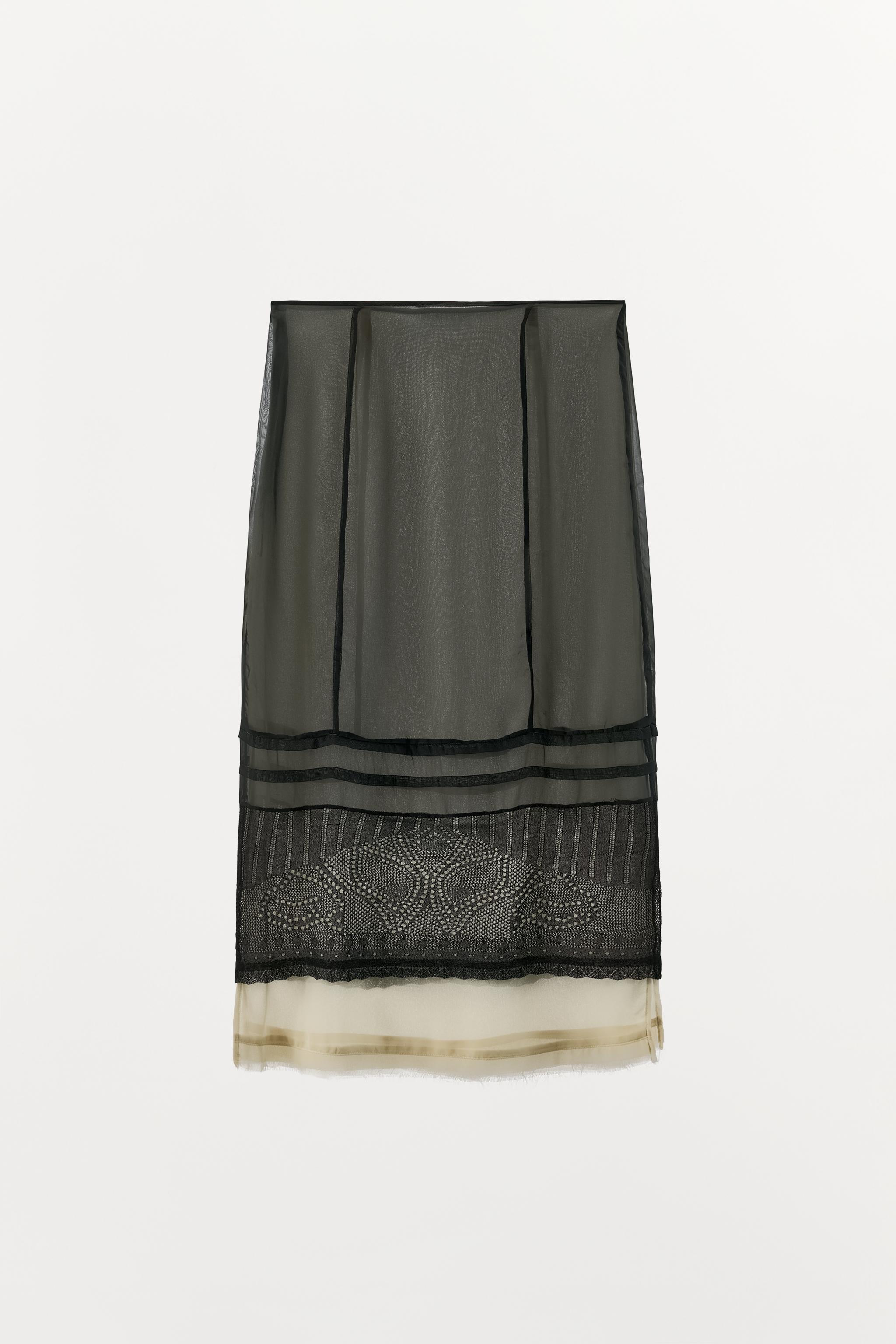 Женские юбки Zara ORGANZA AND KNIT MIDI SKIRT — фото 7