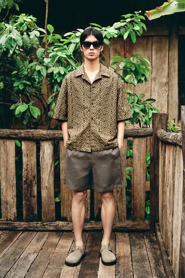 100% LINEN BERMUDA SHORTS - Brown / Taupe by Zara