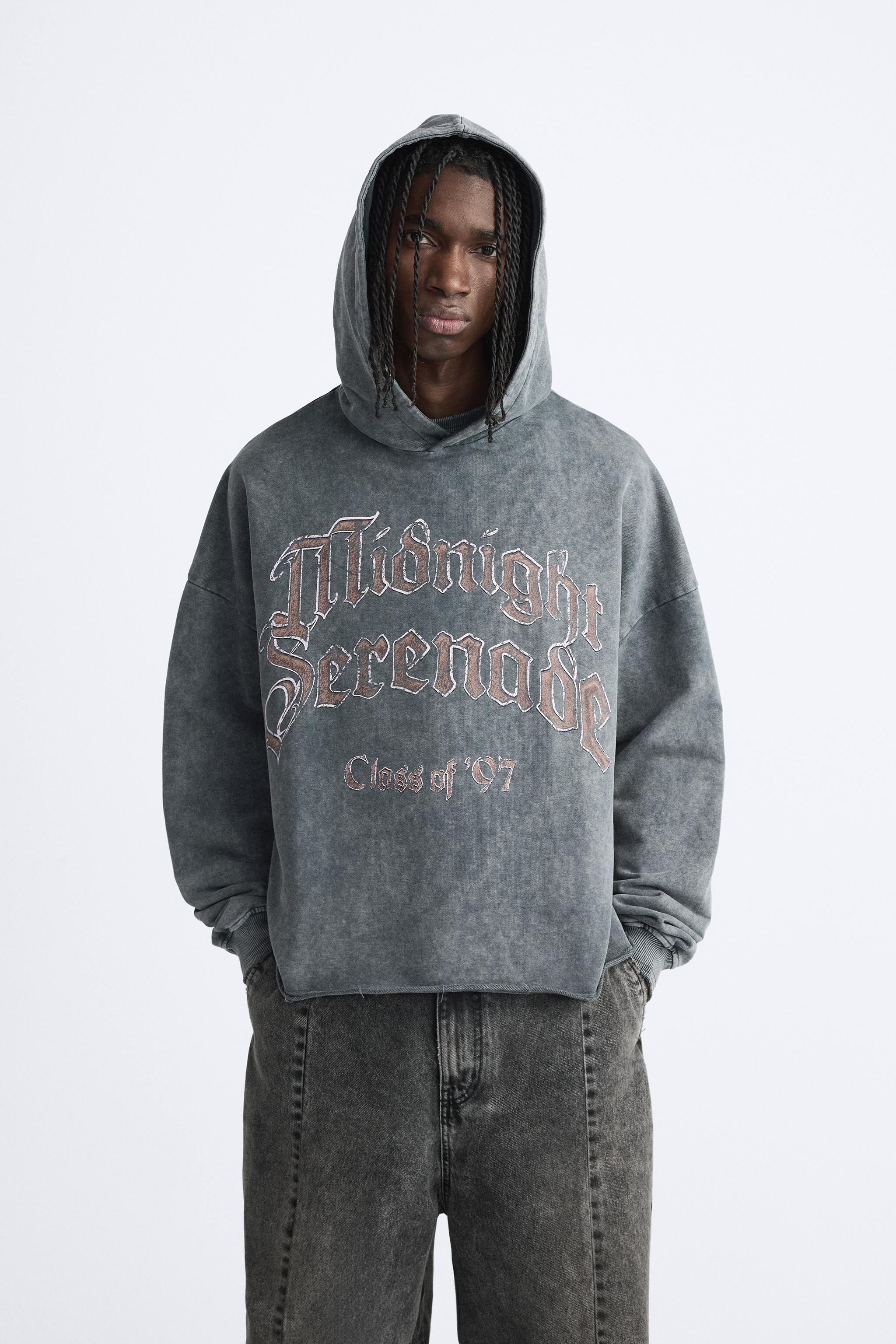 BOXY FIT HOODED SWEATSHIRT - Dark gray