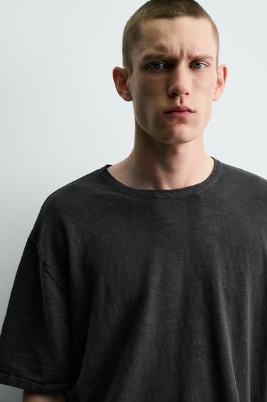 SLUB KNIT T-SHIRT - Blue / Grey by Zara - Image 4