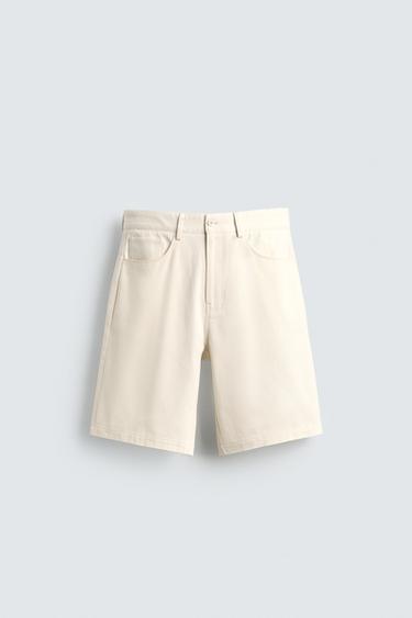 TEXTURED RELAXED FIT BERMUDA SHORTS - Oyster-white by Zara - Image 0
