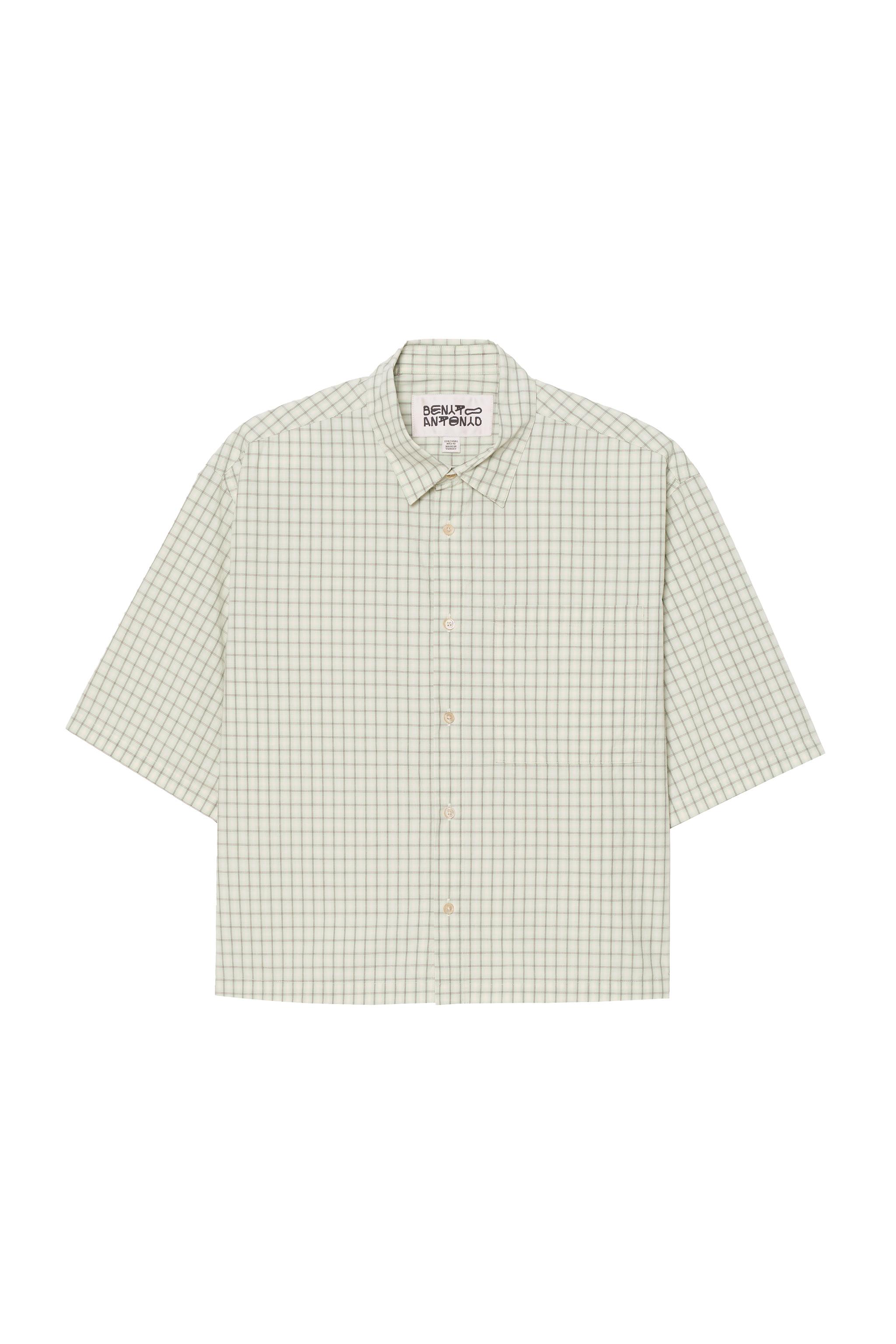 PLAID BOXY FIT SHIRT — White / Green