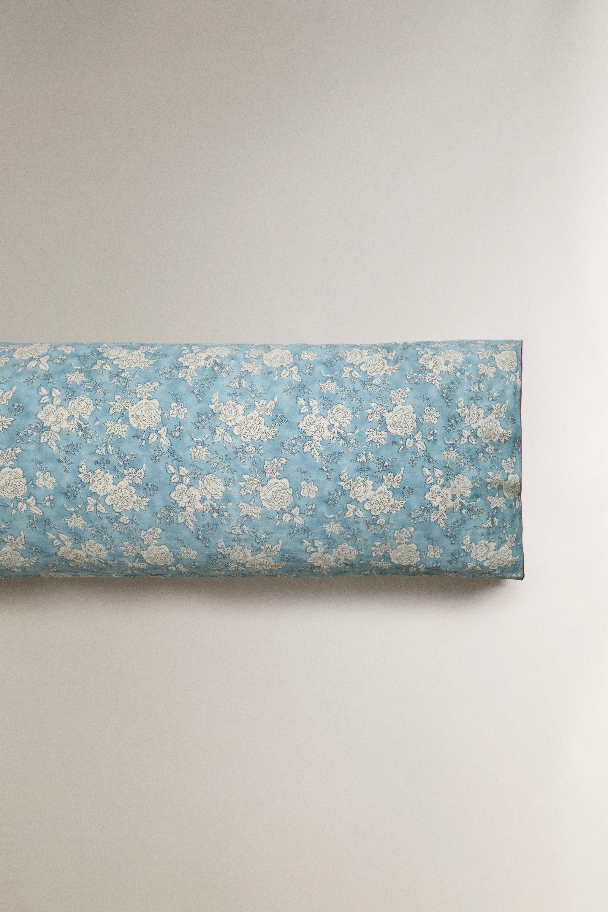FLORAL SATEEN PILLOWCASE WITH PIPING