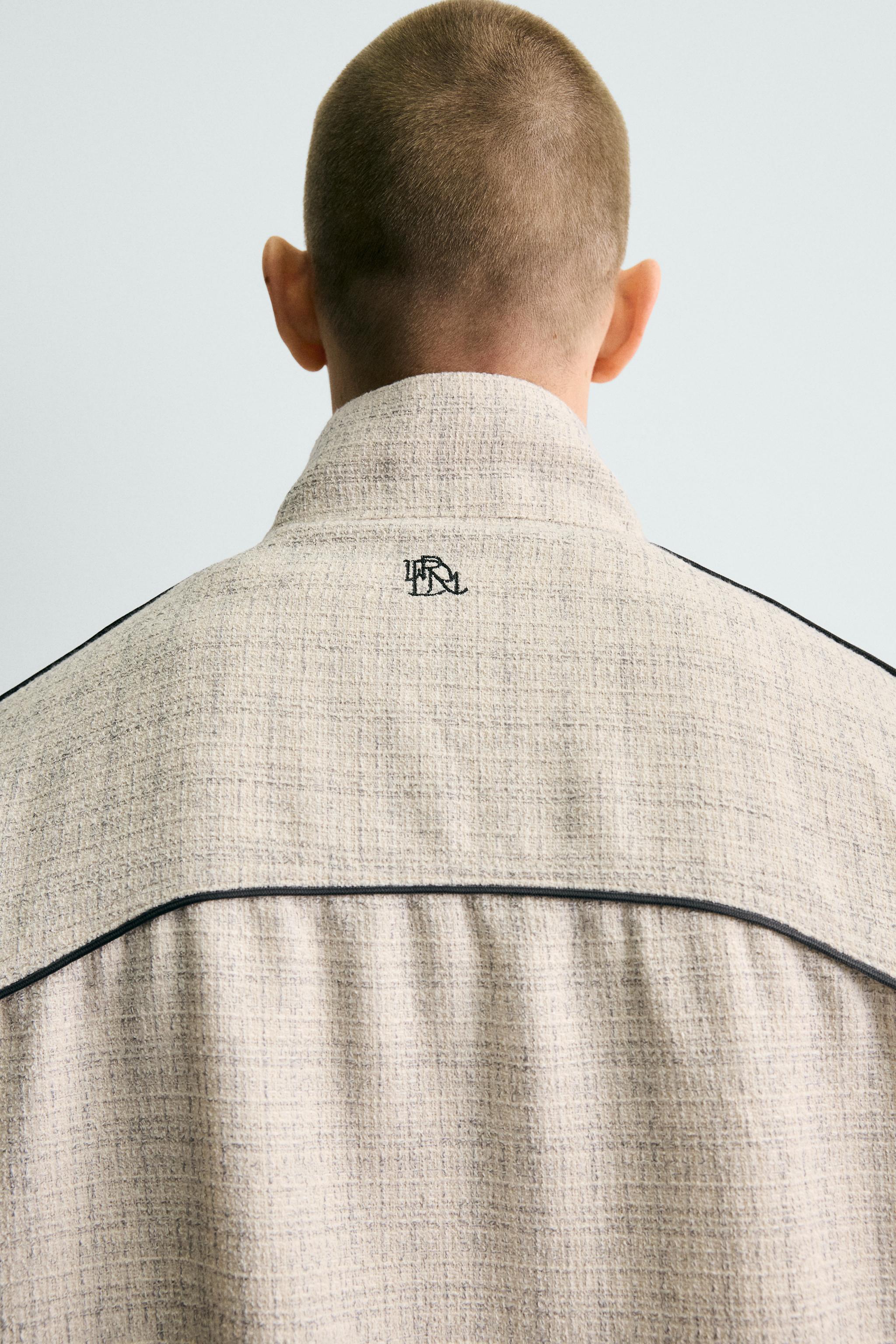 CONTRAST PIPING TEXTURED BOXY FIT JACKET - Ecru | ZARA United States