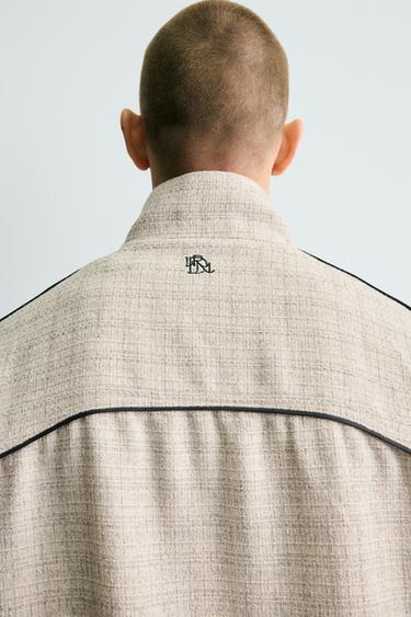 BOXY FIT TEXTURED JACKET WITH CONTRAST TRIMS - Ecru by Zara - Image 5
