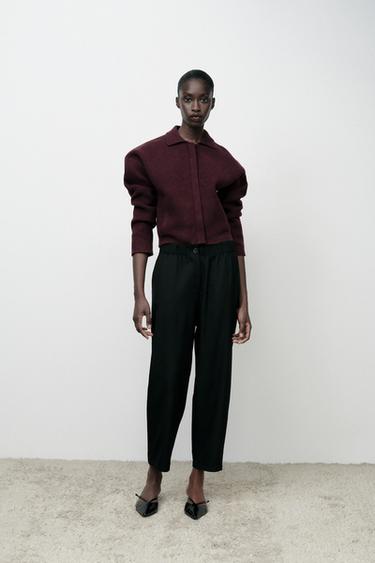 RUSTIC STRAIGHT-LEG TROUSERS - Black by Zara