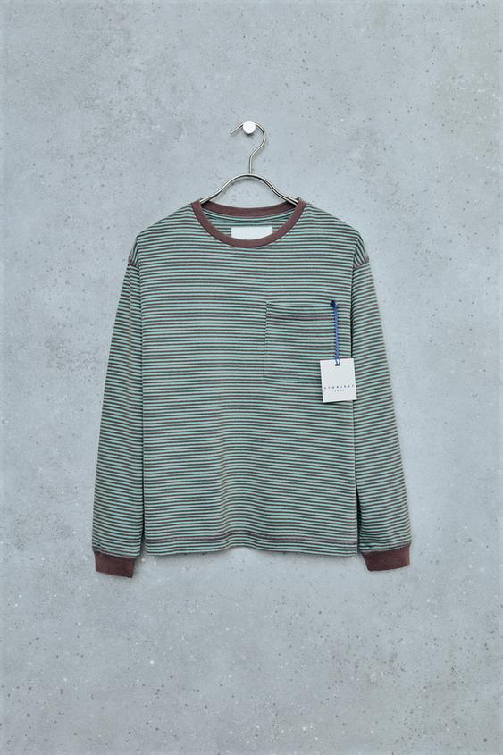 STORIESZ - WASHED STRIPED T-SHIRT - Turquoise by Zara - Image 0