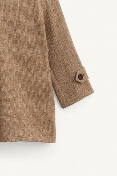 HERRINGBONE WOOL BLEND COAT LIMITED EDITION - Dark camel by Zara - Image 9