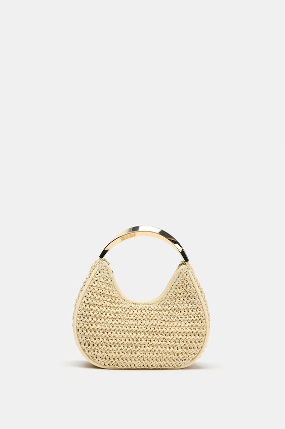 BOLSA DE MÃO COM ALÇA METÁLICA - Bege-claro da Zara - Imagem 0