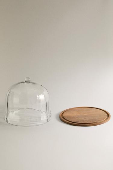 WOODEN CAKE STAND WITH GLASS DOME - Brown by Zara - Image 3
