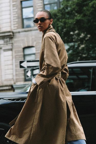 ZW COLLECTION BELTED TRENCH COAT - Dark camel by Zara