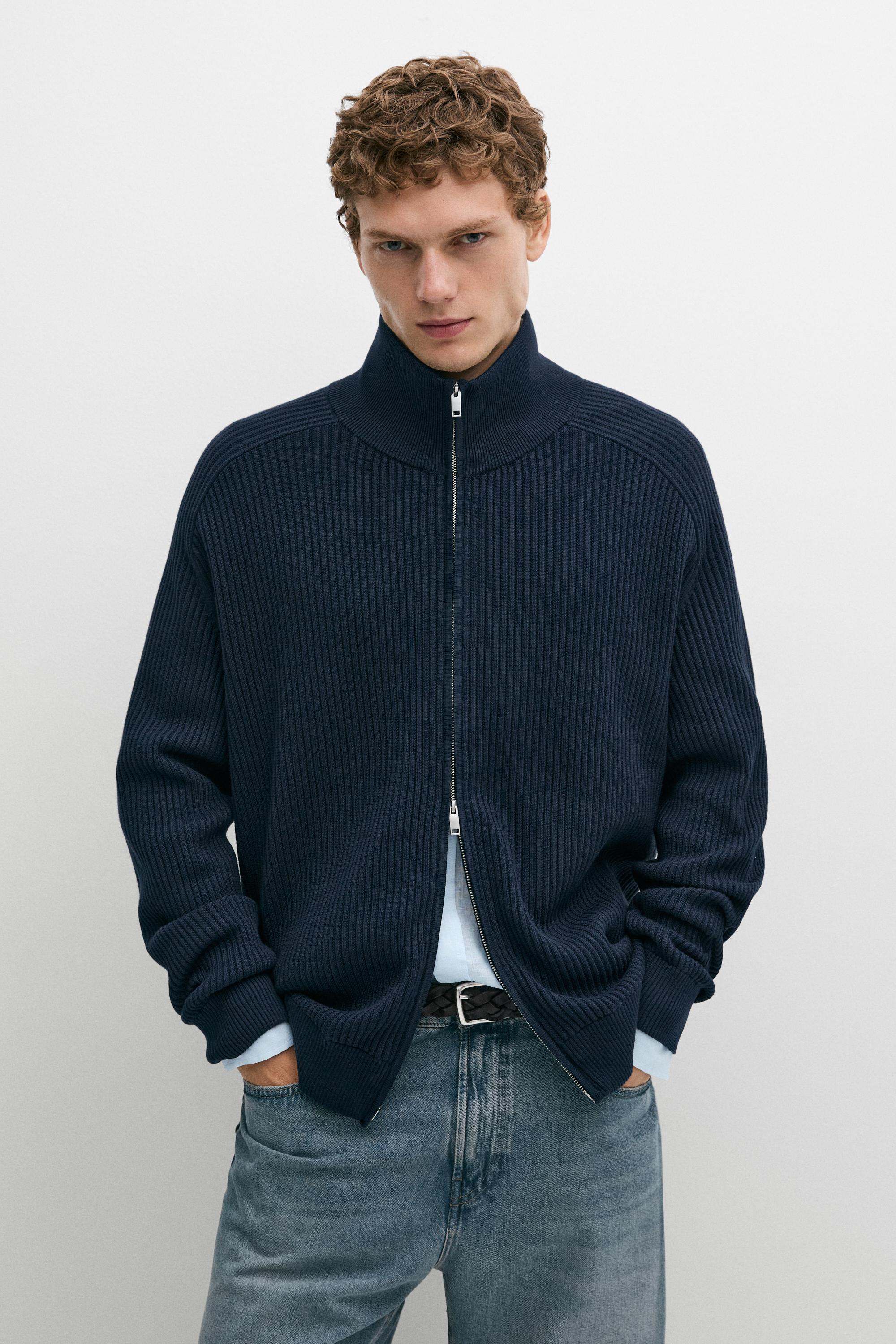 100% cotton ribbed knit cardigan
