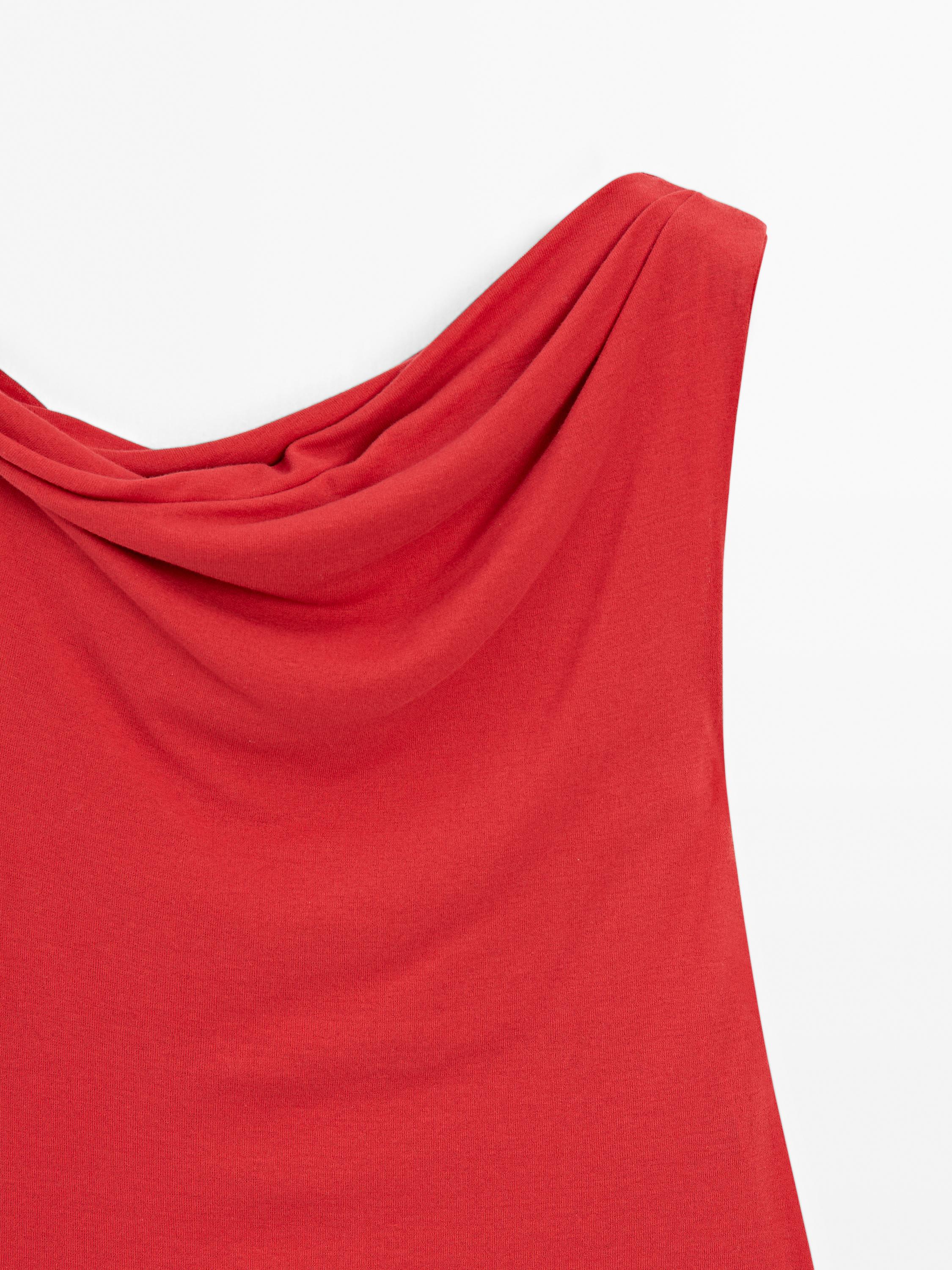 Draped cotton top with knot detail