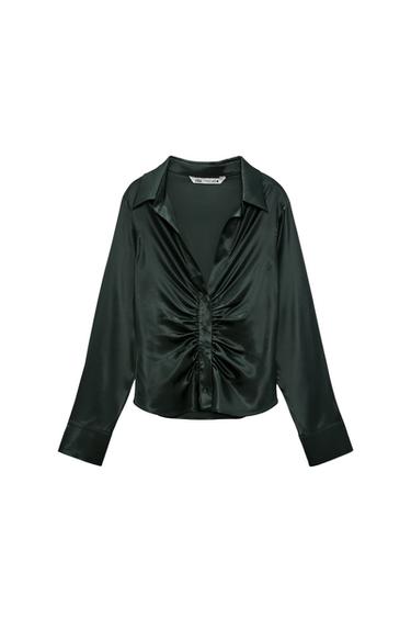SATIN SHIRT WITH PLEATS