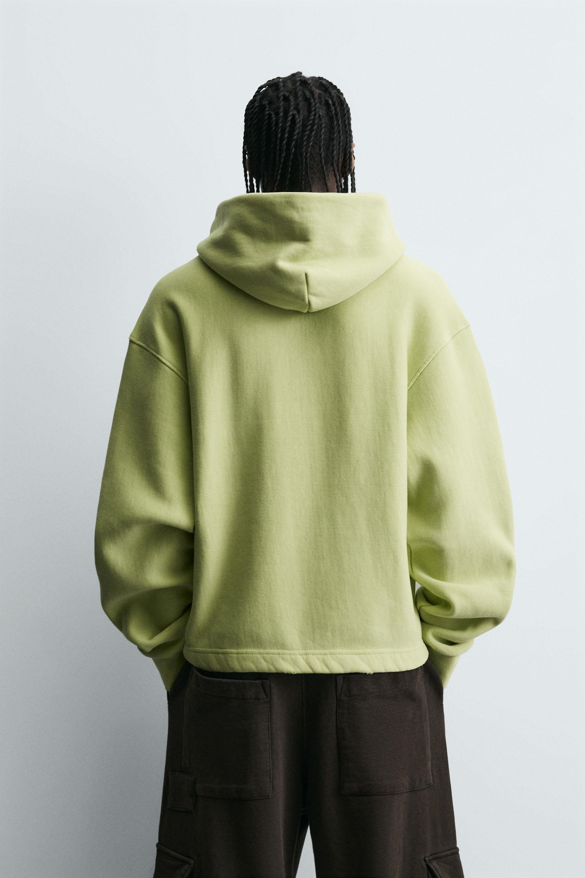 WASHED EFFECT HOODIE SWEATSHIRT