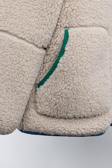 FAUX SHEARLING JACKET WITH CONTRAST TRIMS - Ecru by Zara