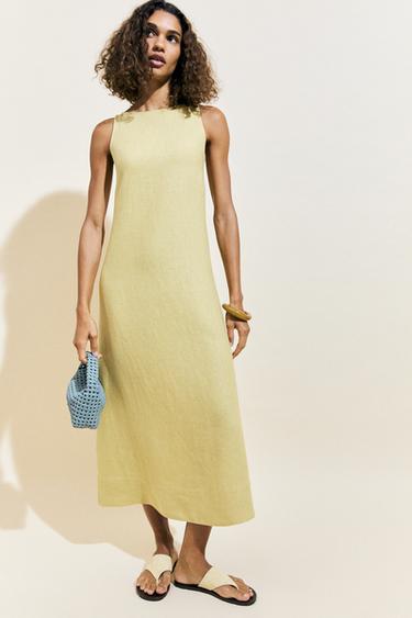 Vestido midi halter lino - Lima de Zara