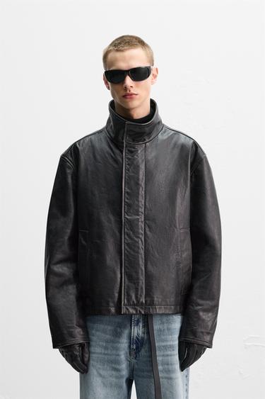 LEATHER JACKET - LIMITED EDITION - Brown by Zara