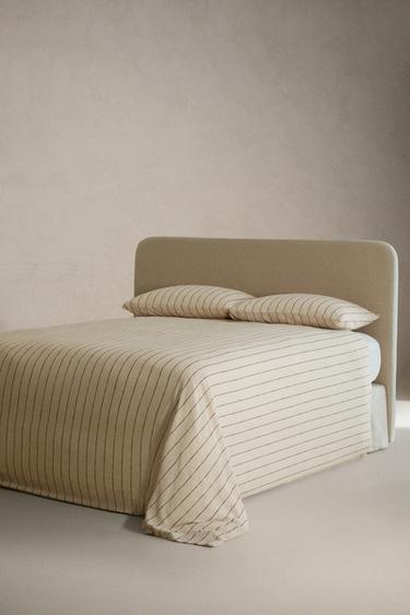 HOUSSE DE COUETTE COTON ET LIN RAYURES - Beige clair de Zara - Image 1