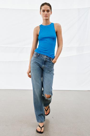 ZW COLLECTION BOOTCUT MID-WAIST JEANS - Mid-blue by Zara