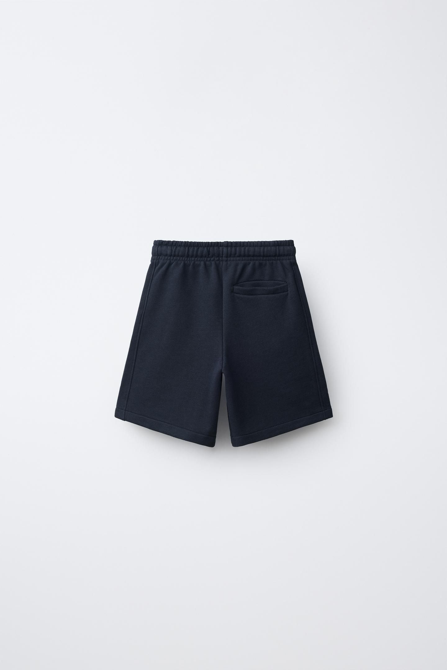 Детские шорты Zara Text-Print Jogger Bermuda, цвет: Тёмный тёмно-синий — фото 2