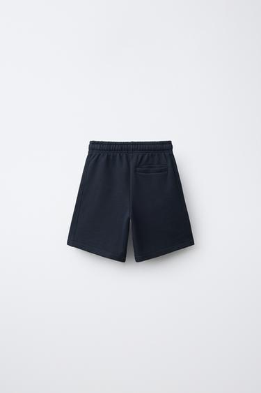 TEXT-PRINT JOGGER BERMUDA SHORTS — Dark navy 2