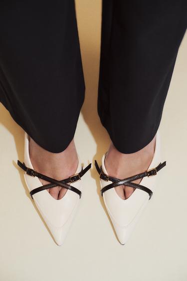 ZAPATO TACÓN TIRAS HEBILLA - blanco de Zara