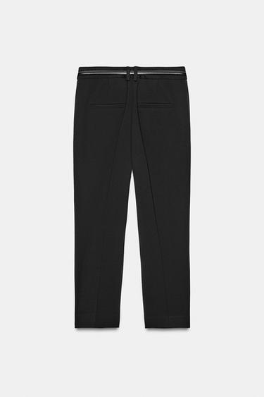 PANTALON CAPRI À CEINTURE - Noir de Zara - Image 8