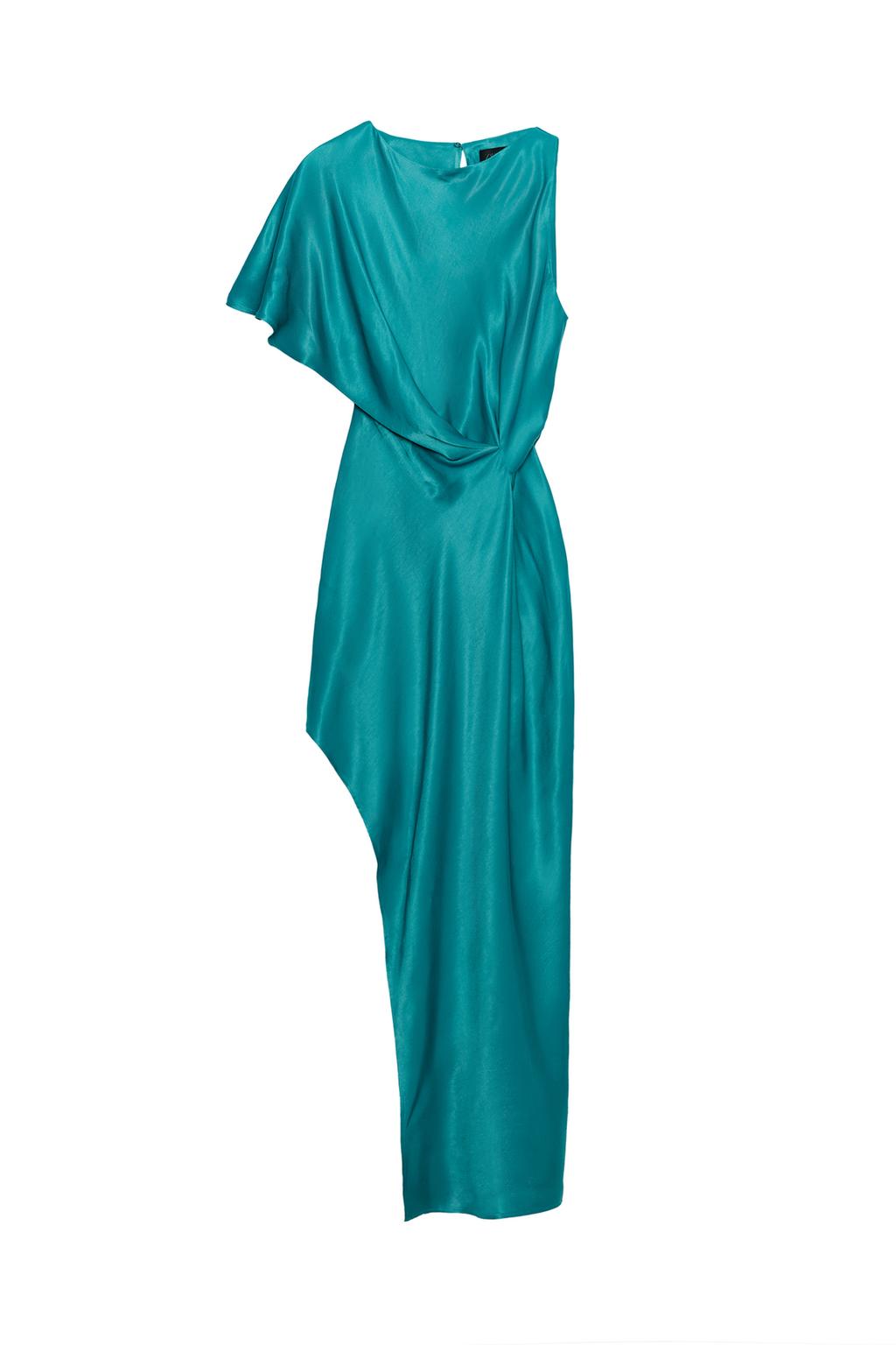 ASYMMETRIC SATIN EFFECT MIDI DRESS - image 3