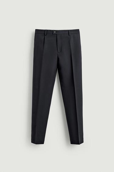 100% WOOL SUIT TROUSERS - Dark navy by Zara