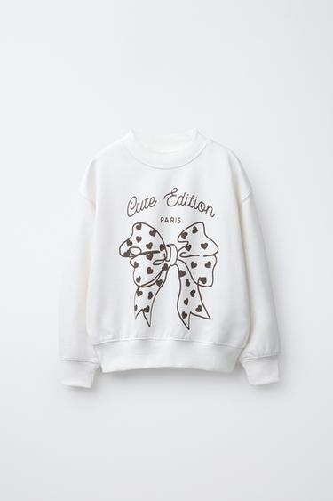 Zara PRINTED SWEATSHIRT - Oyster-white