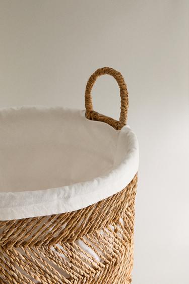 ROUND BASKET WITH COTTON LINING - Light beige by Zara - Image 2
