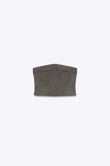 CORSET-STYLE BUSTIER TOP - Brown by Zara