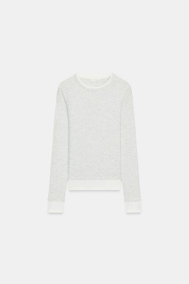 DOUBLE CONTRAST T-SHIRT - Grey marl by Zara
