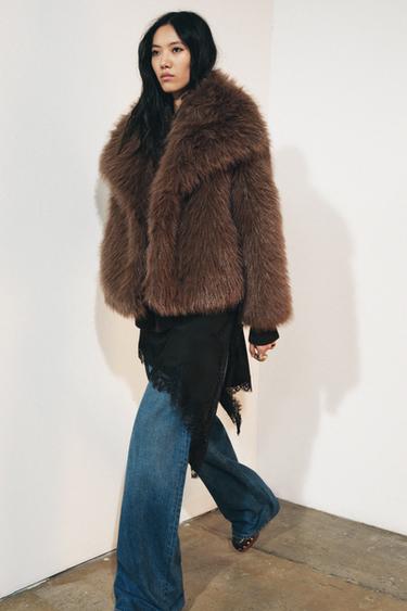 ZW COLLECTION FAUX FUR JACKET - Brown by Zara - Image 0