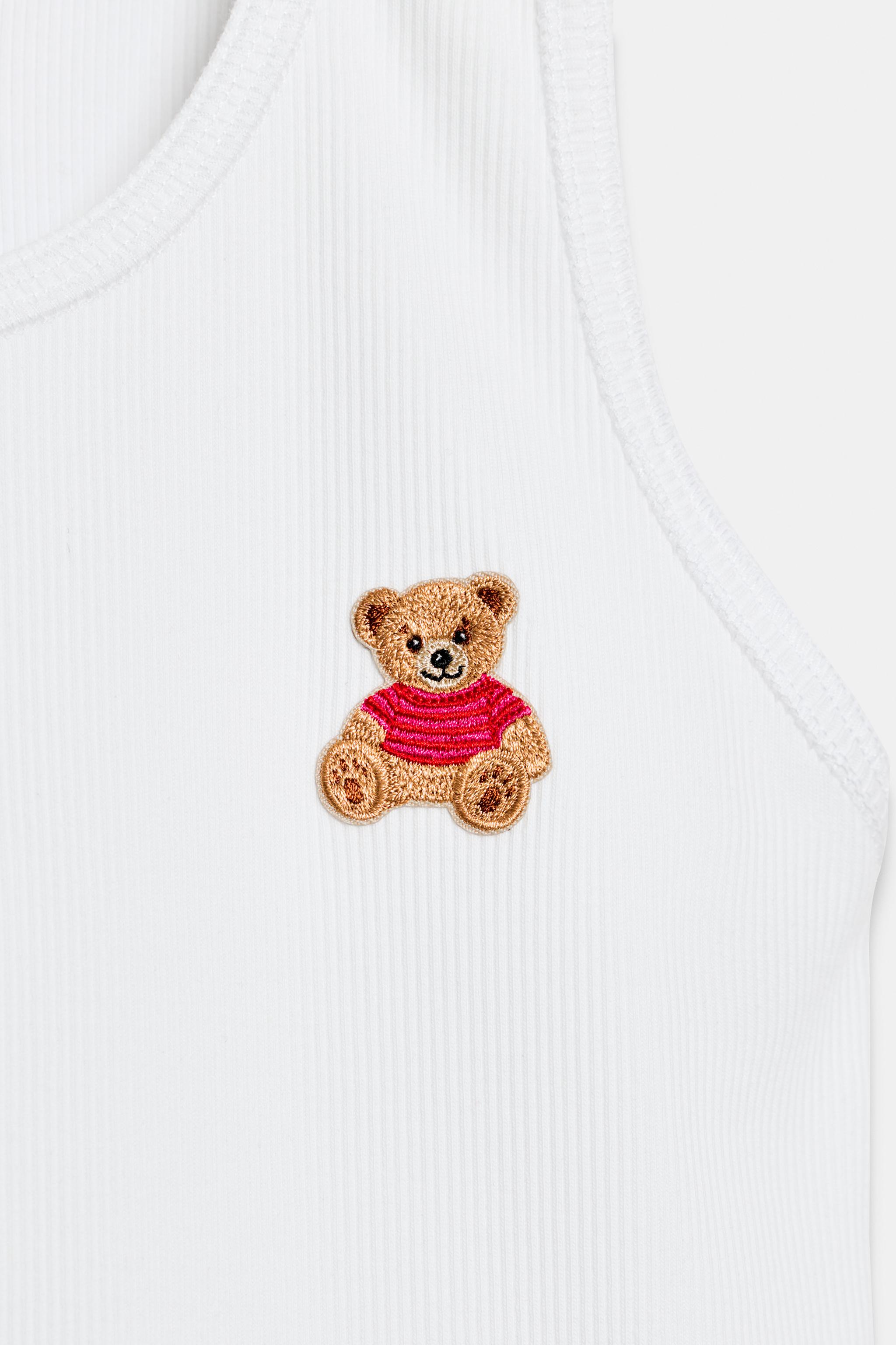 EMBROIDERED BEAR HENLEY TOP