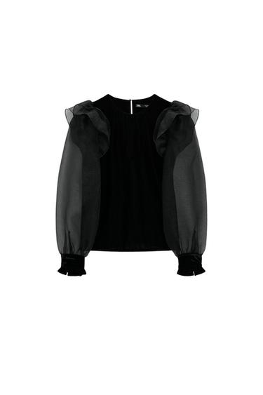CONTRAST VELVET SHIRT
