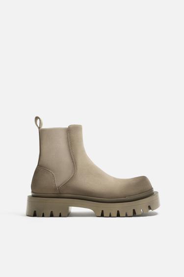 CHUNKY LEATHER CHELSEA BOOTS - Sand Brown by Zara