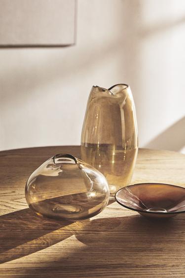 VASO VETRO EFFETTO PERLATO BASSO - Dorato di Zara