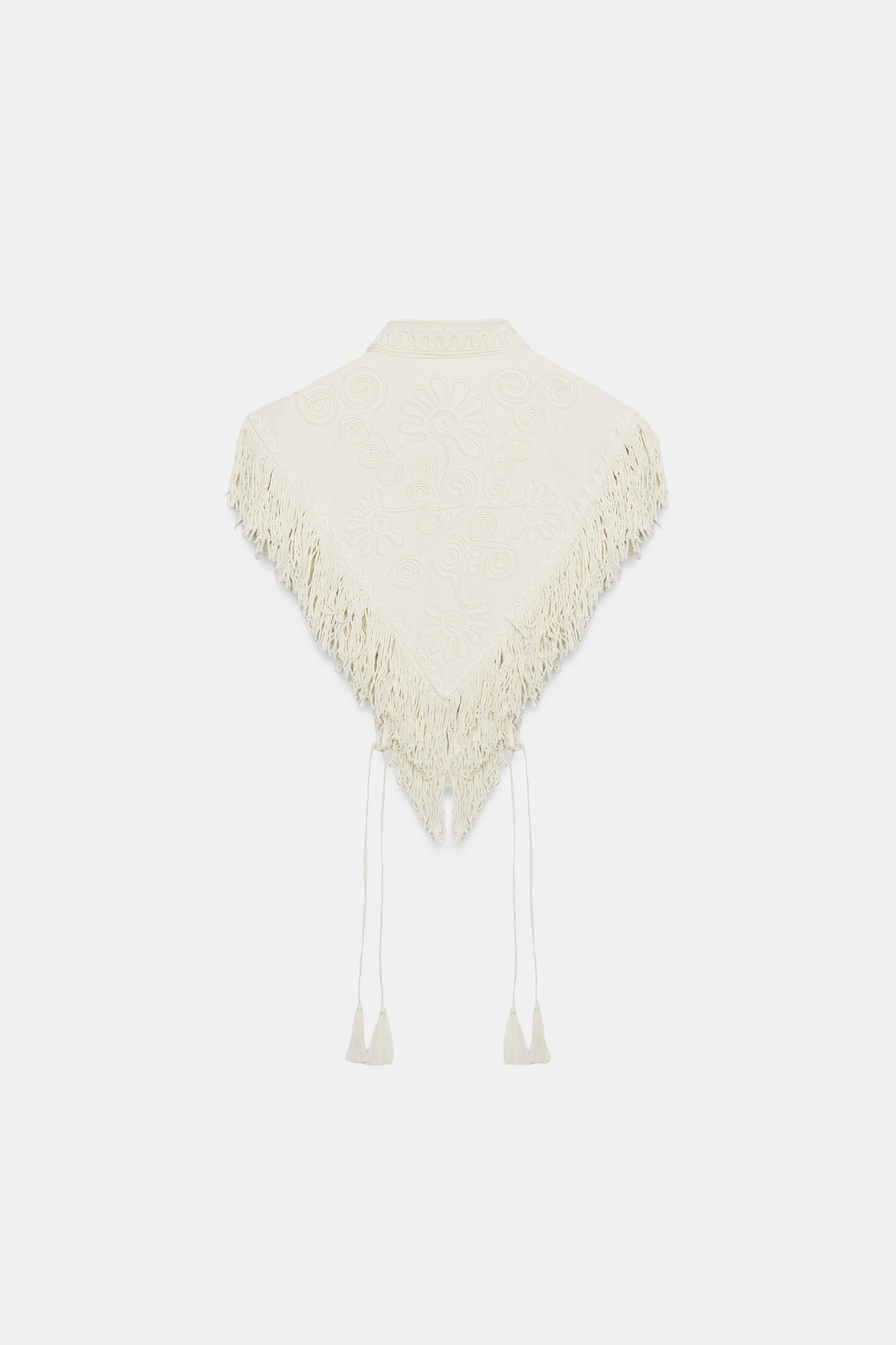 ZW COLLECTION FRINGED EMBROIDERED VEST - Ecru | ZARA Canada